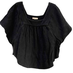 MADEWELL Women's Top Bat Wing Black Terry Cloth Large